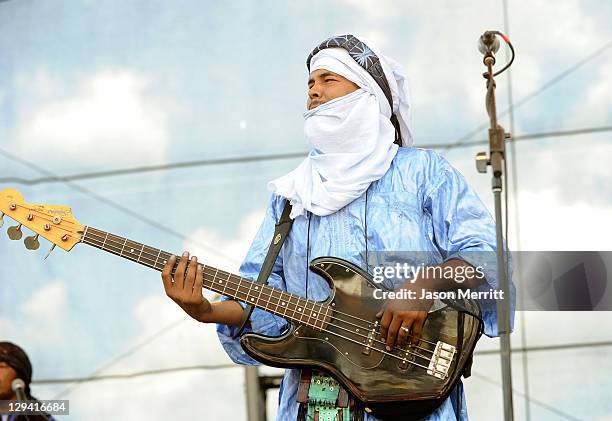 Tinariwen performs onstage during Bonnaroo 2010 at Which Stage on June 13, 2010 in Manchester, Tennessee.