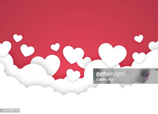 stockillustraties, clipart, cartoons en iconen met valentijnsdag heart love clouds - verliefd