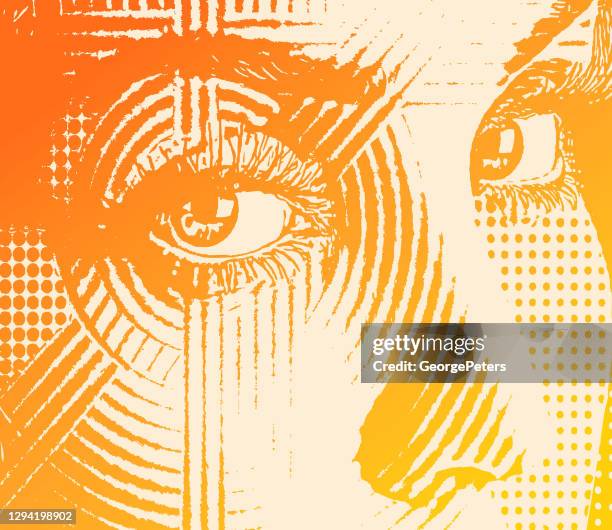 close up of woman's eyes and face - 20 20 vision stock illustrations
