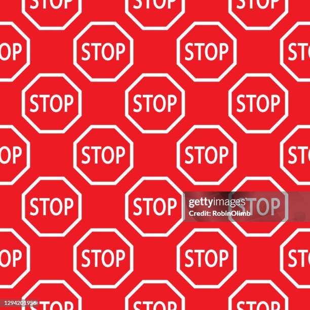 stop signs seamless pattern - avoiding danger stock illustrations
