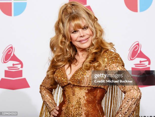Actress Charo poses in the press room at the 11th Annual Latin GRAMMY Awards held at the Mandalay Bay Resort & Casino on November 11, 2010 in Las...