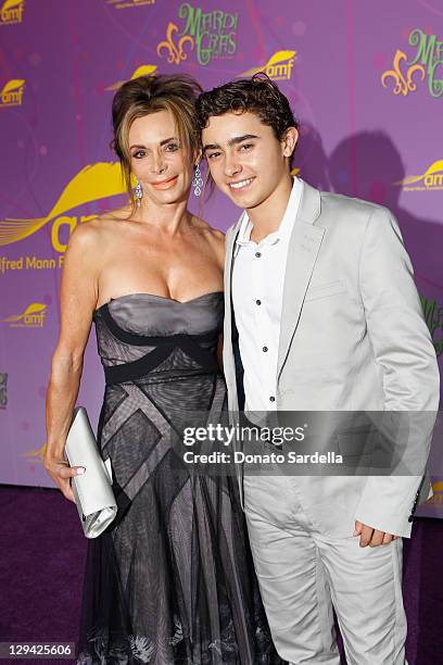 Lesley Vogel and Jansen Panettiere arrive at The Alfred Mann Foundation's Annual Black-Tie Gala held at Barker Hangar on October 16, 2011 in Santa...