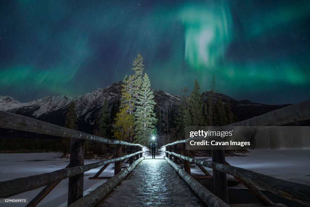 Northern Lights At Pyramid Island In Jasper