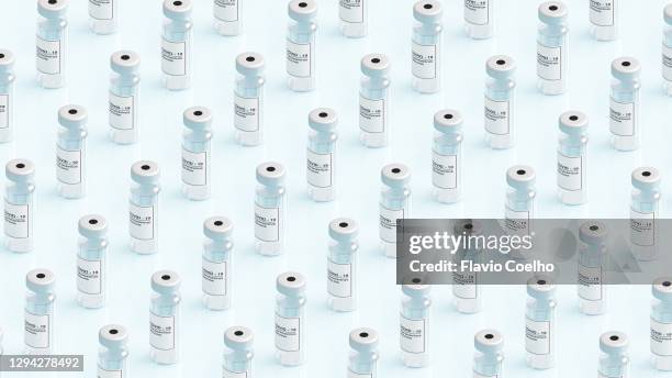 coronavirus covid-19 vaccine vials pattern background - medicinflaska bildbanksfoton och bilder