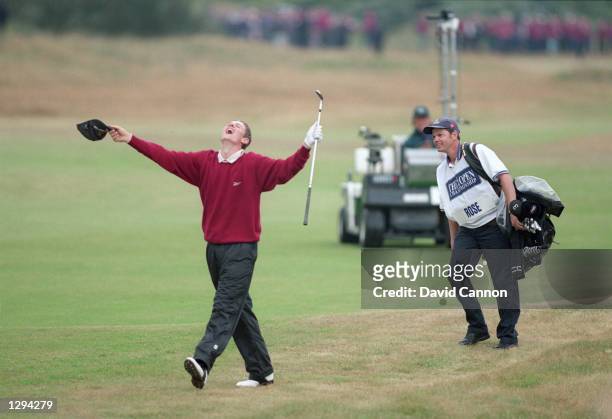 Amateur player Justin Rose holes his third shot on the 18th hole during the 1998 British Open held at Royal Birkdale, Southport, Merseyside, England....