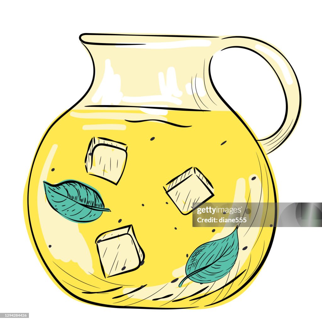 Hand getrokken kruik limonade