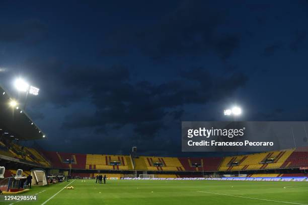 General view inside of the stadium during the Serie A match between Benevento Calcio and AC Milan at Stadio Ciro Vigorito on January 03, 2021 in...