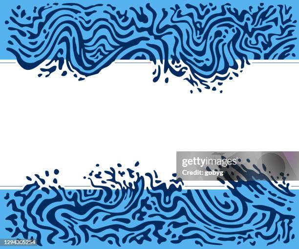 top and bottom border - abstract water wave background - splashing sea stock illustrations
