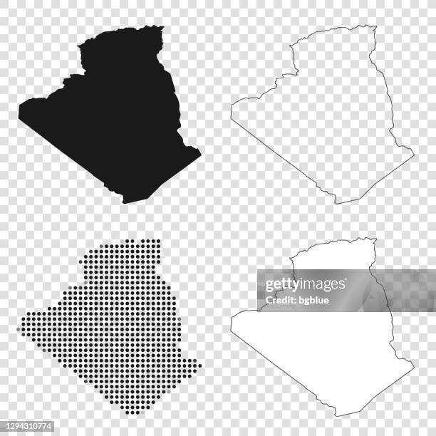 algeria maps for design - black, outline, mosaic and white - african pattern eps stock illustrations