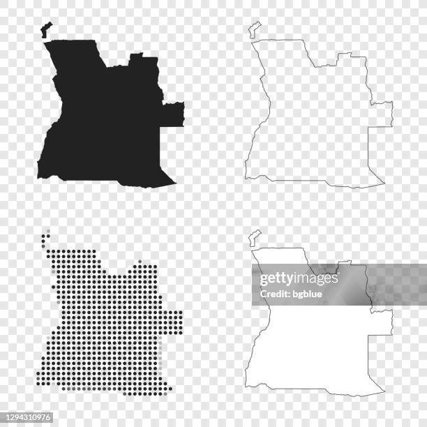 安哥拉地�圖的設計 - 黑色，輪廓，馬賽克和白色 - angola 幅插畫檔、美工圖案、卡通及圖標