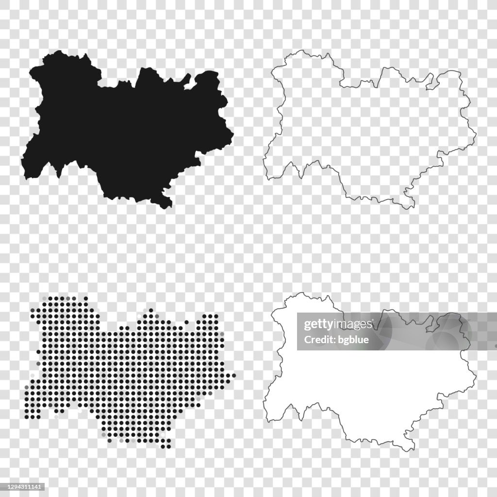 Auvergne Rhone Alpes maps for design - Black, outline, mosaic and white