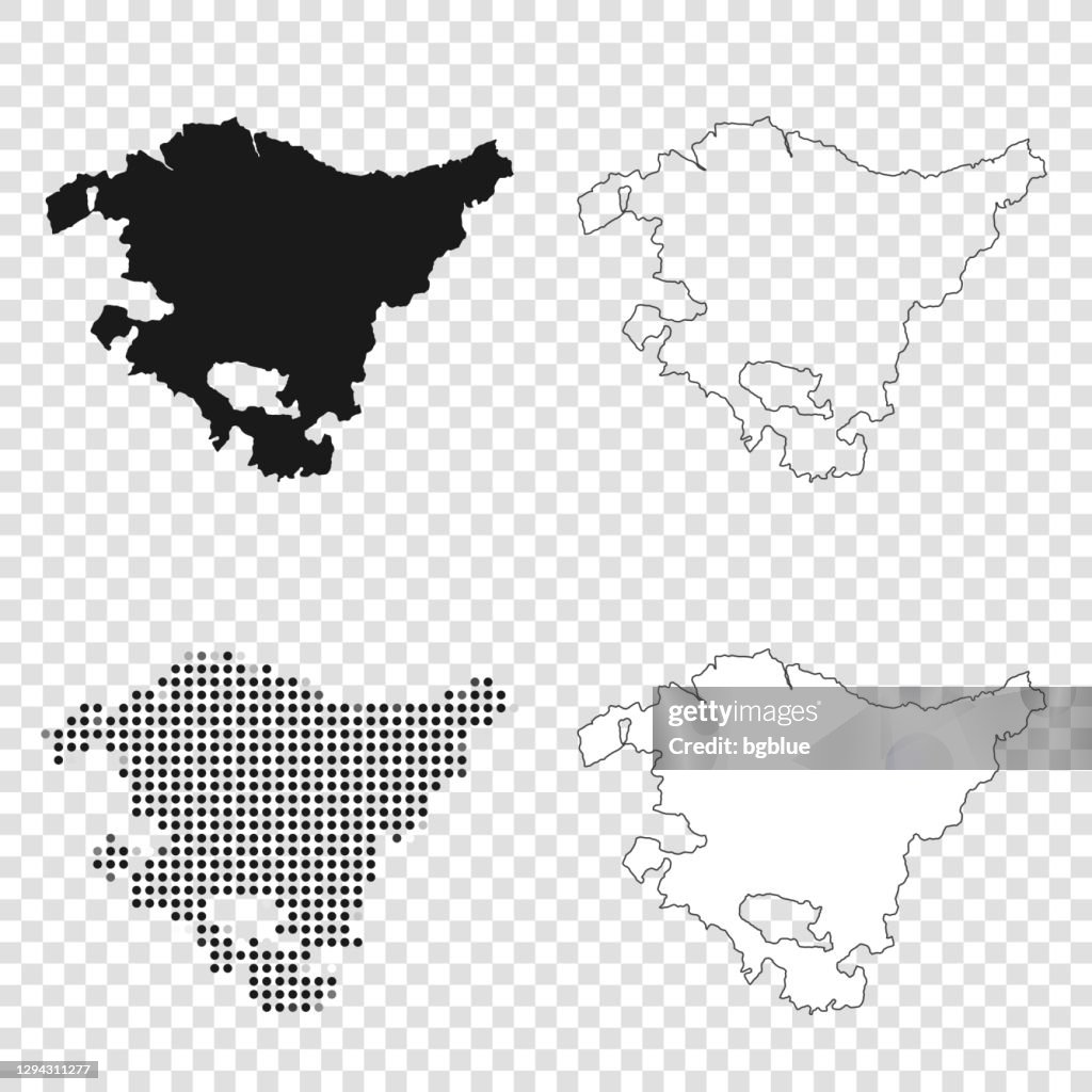 Basque Country maps for design - Black, outline, mosaic and white