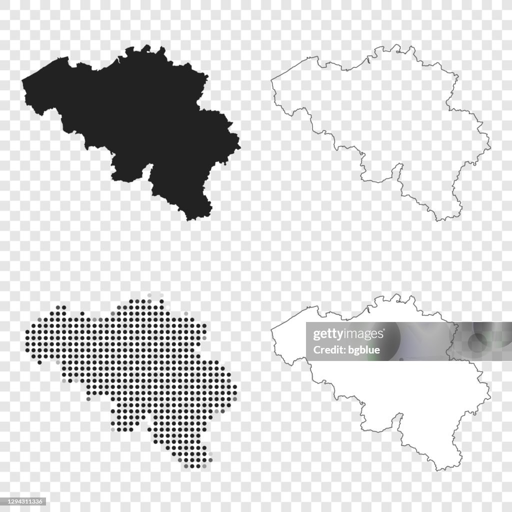 Belgische kaarten voor design - Zwart, overzicht, mozaïek en wit