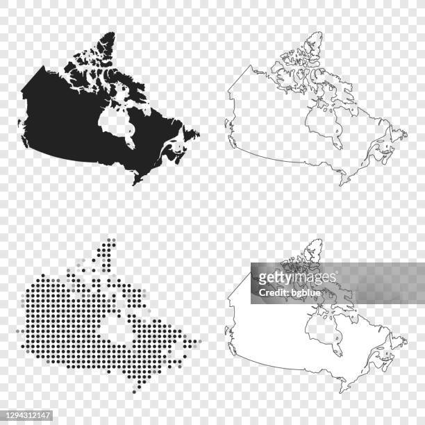 canada maps for design - black, outline, mosaic and white - canada map vector stock illustrations