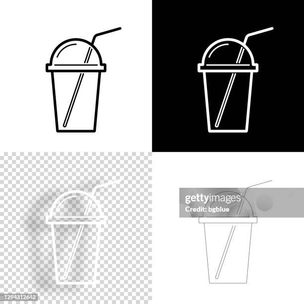 cup with straw. icon for design. blank, white and black backgrounds - line icon - smoothie sparse stock illustrations