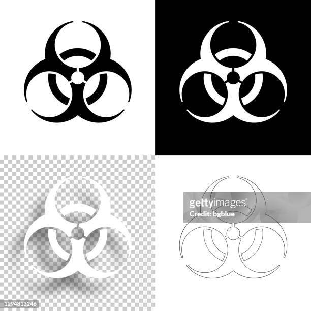 biological hazard symbol. icon for design. blank, white and black backgrounds - line icon - biochemical weapon stock illustrations