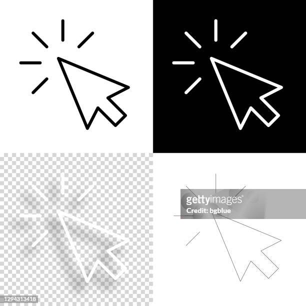 ilustrações de stock, clip art, desenhos animados e ícones de click. icon for design. blank, white and black backgrounds - line icon - mouse click