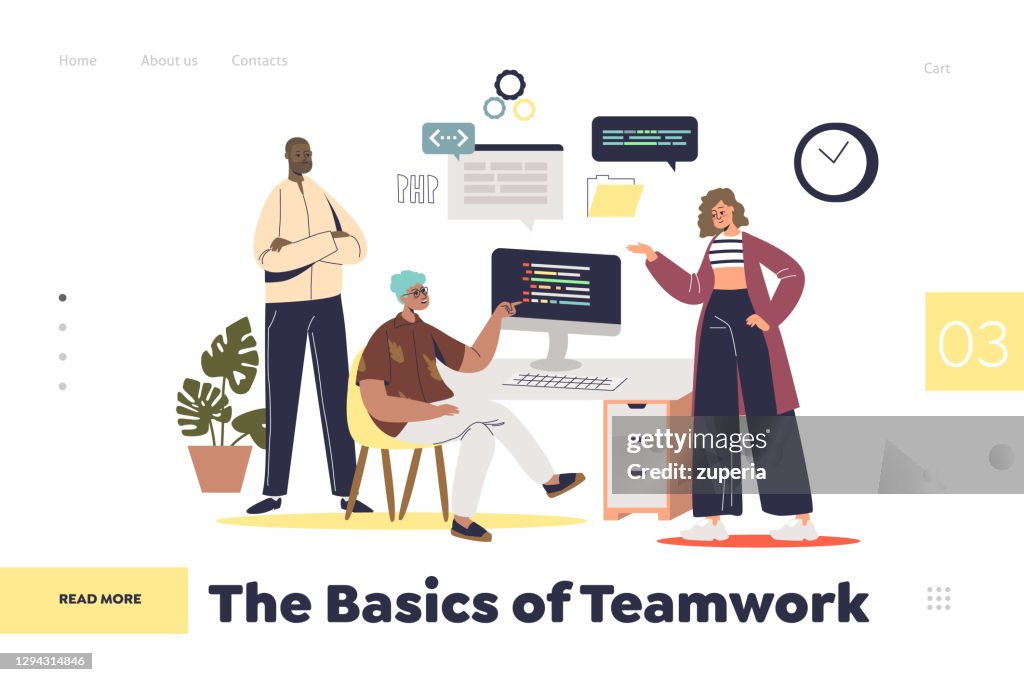 Developer Teamwork Basics Of Teamwork Landing Page Concept With Team Of Web Developers And ...