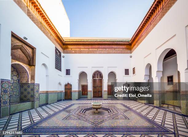 patio in dar si said, marrakesh - marrakesh stock pictures, royalty-free photos & images