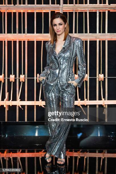 Andrea Delogu attends the 'Ricomincio Da Raitre' TV Show, at Teatro Sistina on December 27, 2020 in Rome, Italy.