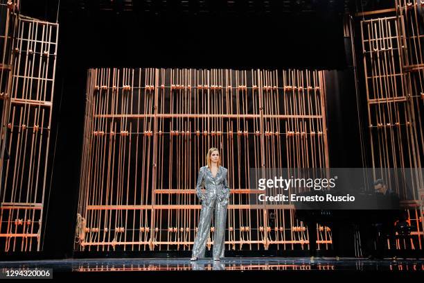 Andrea Delogu attends the 'Ricomincio Da Raitre' TV Show, at Teatro Sistina on December 27, 2020 in Rome, Italy.