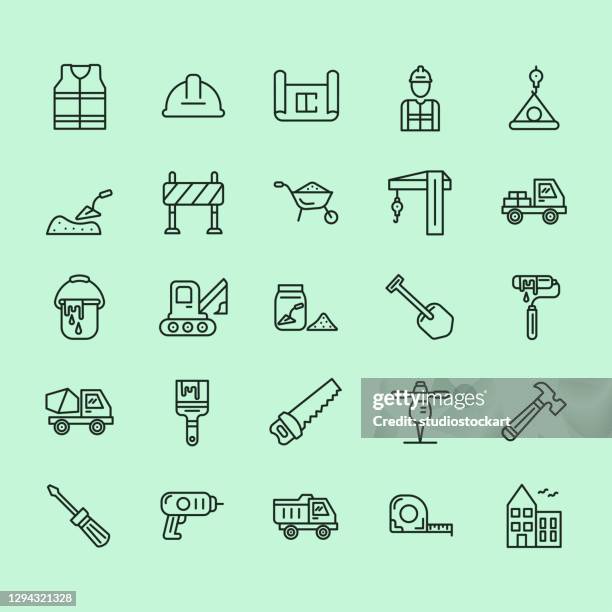 construction line icons - engineer caliper stock illustrations