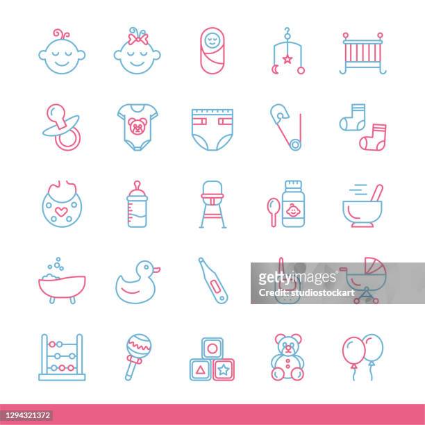 baby line icon set. - windel stock-grafiken, -clipart, -cartoons und -symbole
