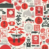 seamless pattern on the theme of japan