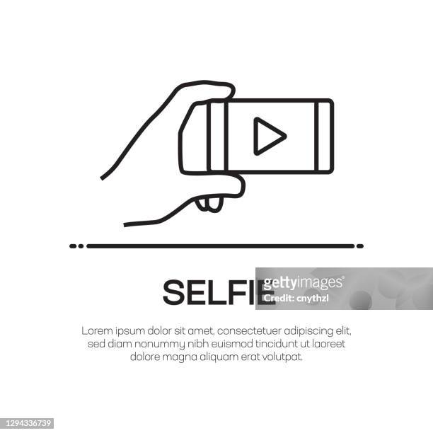 selfie vector line icon - einfache dünne linie symbol, premium-qualität design-element - selfie stock-grafiken, -clipart, -cartoons und -symbole