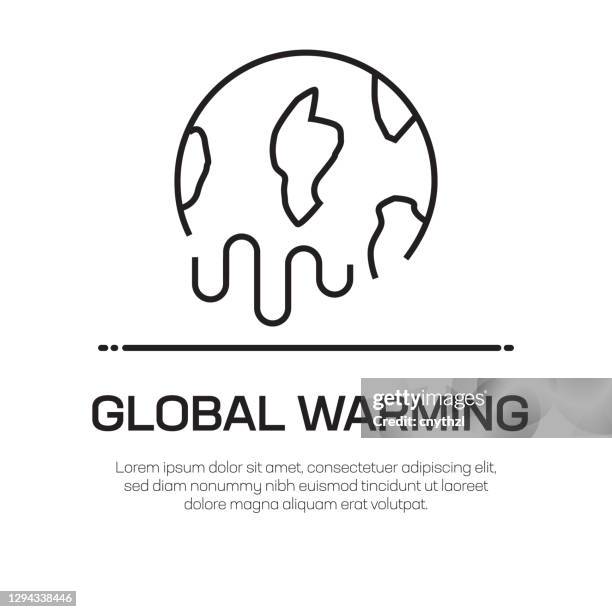 global warming vector line icon - simple thin line icon, premium quality design element - melting ice stock illustrations