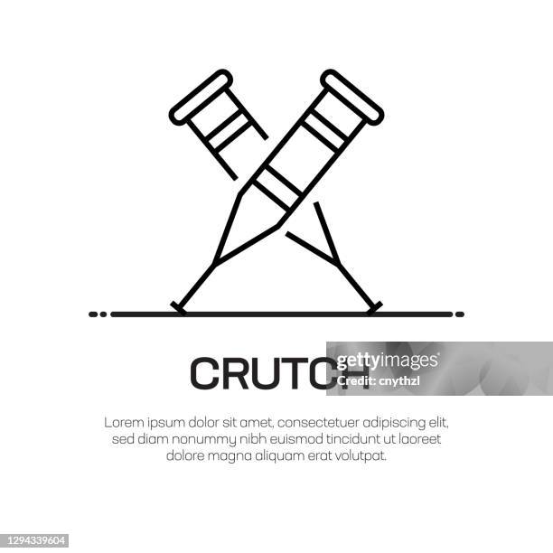 crutch vector line icon - simple thin line icon, premium quality design element - cast stock illustrations
