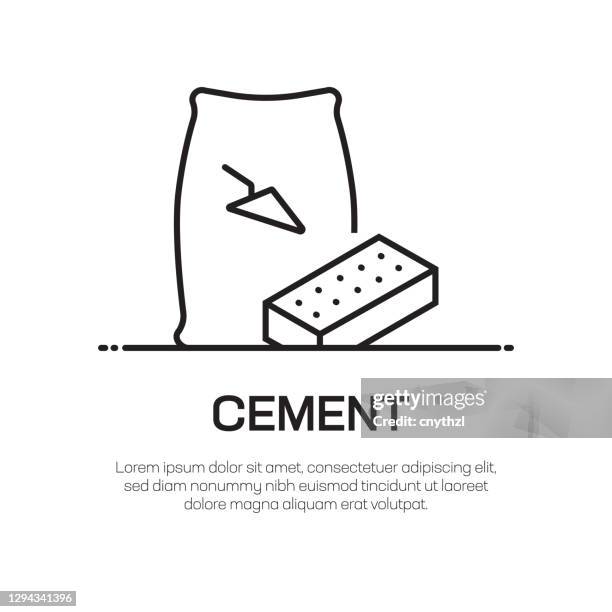 ilustraciones, imágenes clip art, dibujos animados e iconos de stock de icono de línea vectorial de cemento - icono de línea fina simple, elemento de diseño de calidad superior - bloque de hormigón