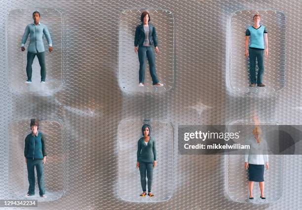 people in quarantine and isolated from each other in small plastic bubbles - people trapped stock pictures, royalty-free photos & images