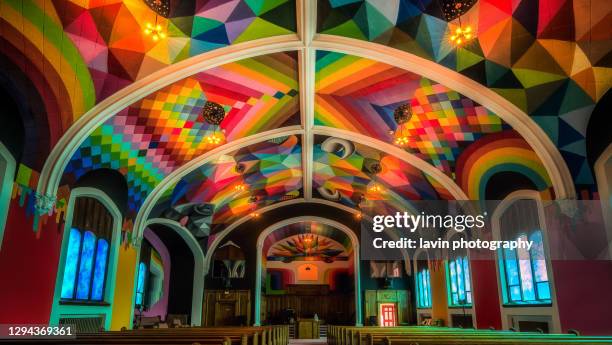 rainbow church in denver - church altar stock pictures, royalty-free photos & images