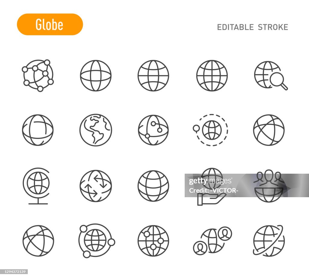 Globe Icons - Line Series - Course modifiable