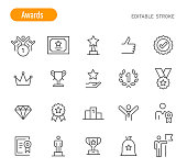 Awards Icons - Line Series - Editable Stroke
