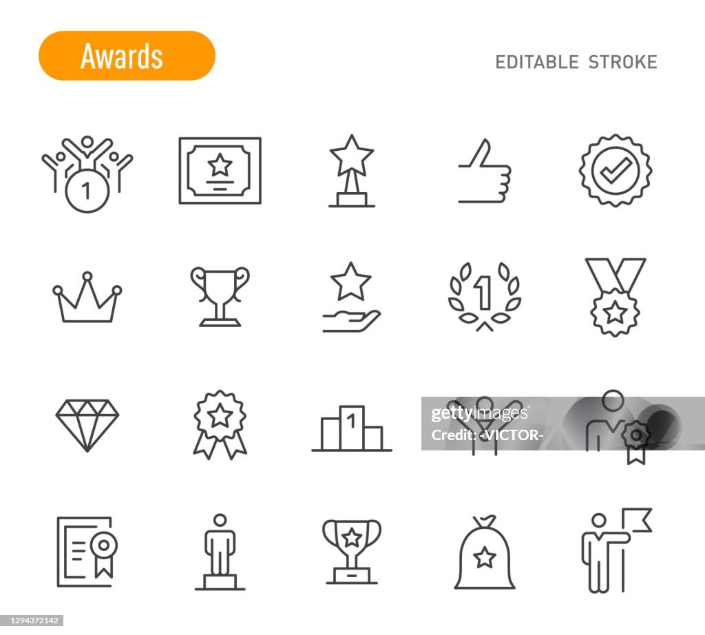 Awards Icons - Line Series - Editable Stroke