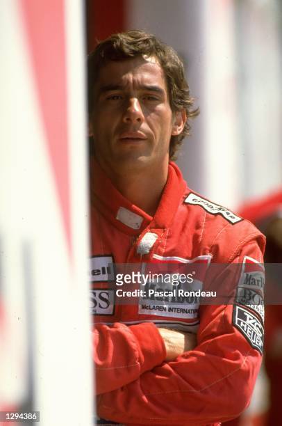 Portrait of McLaren Honda driver Ayrton Senna of Brazil during Formula One testing at the Imola circuit in San Marino. \ Mandatory Credit: Pascal...