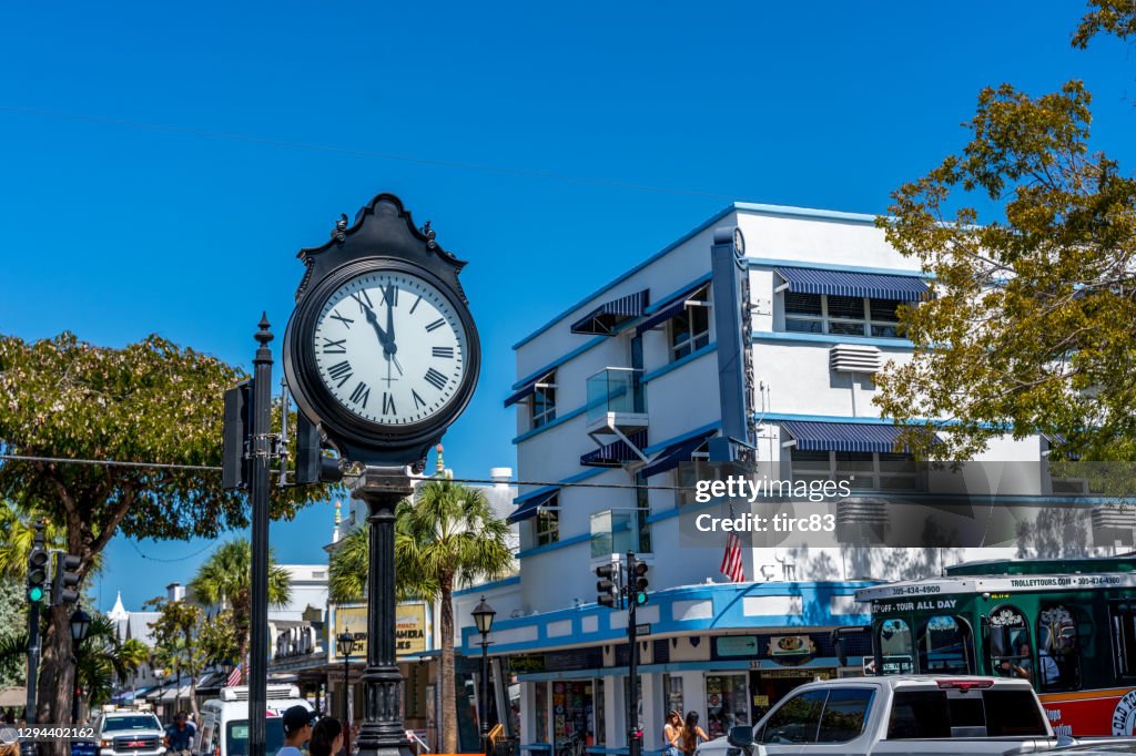 Clock on Duval street, Key West, Florida, USA