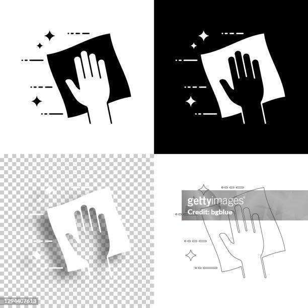 clean and sanitize with wipes. icon for design. blank, white and black backgrounds - line icon - microfiber towel stock illustrations