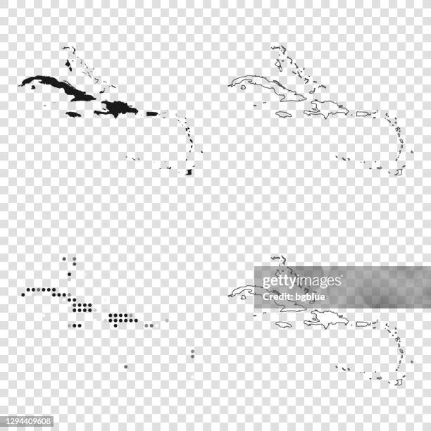 caribbean maps for design - black, outline, mosaic and white - galapagos stock illustrations