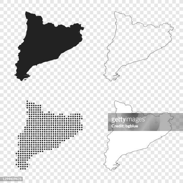 catalonia maps for design - black, outline, mosaic and white - catalonia stock illustrations