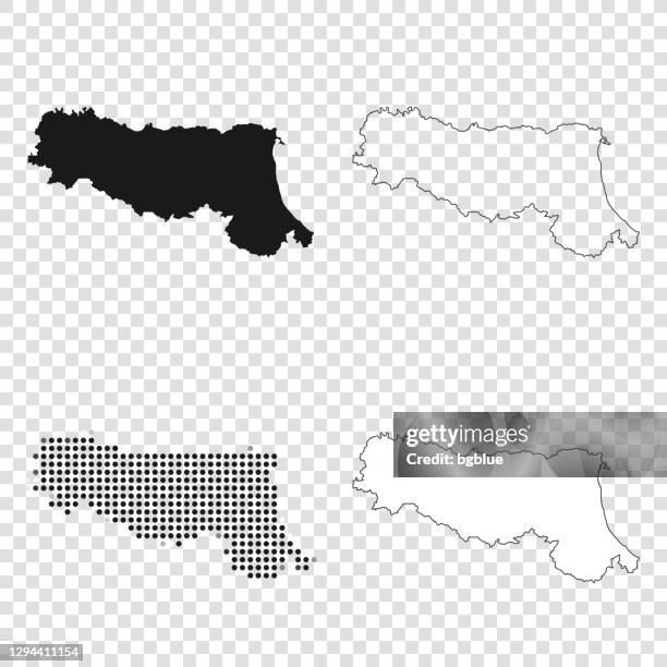 emilia-romagna maps for design - black, outline, mosaic and white - bologna stock illustrations