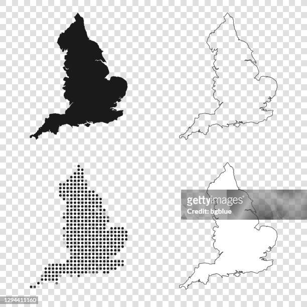 england maps for design - black, outline, mosaic and white - england stock illustrations