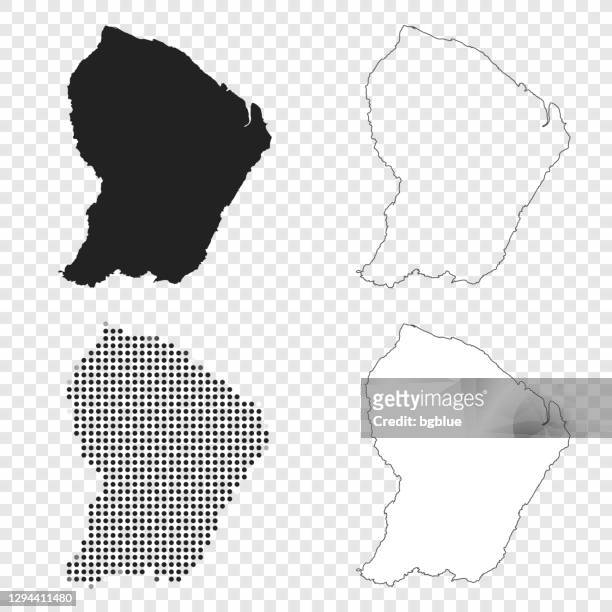 french guiana maps for design - black, outline, mosaic and white - french guiana stock illustrations