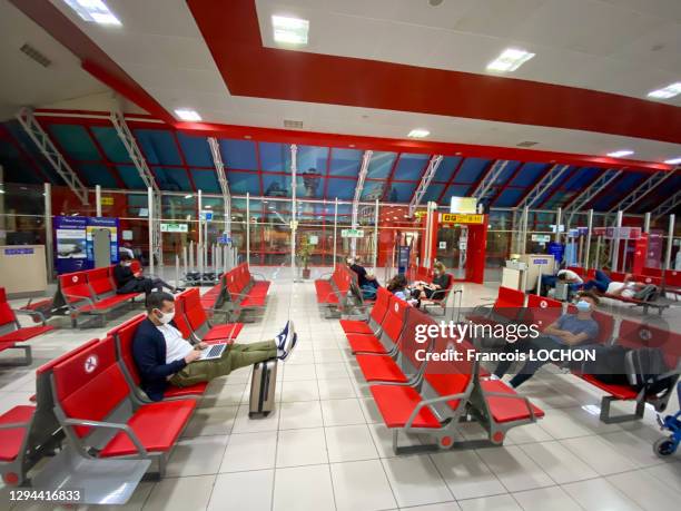 Salle d'attente vide à l'aéroport de la Havane, 1er janvier 2021, Cuba.