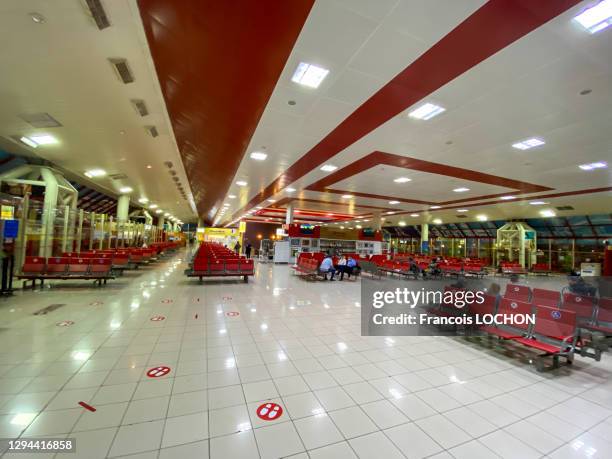 Salle d'attente vide à l'aéroport de la Havane, 1er janvier 2021, Cuba.