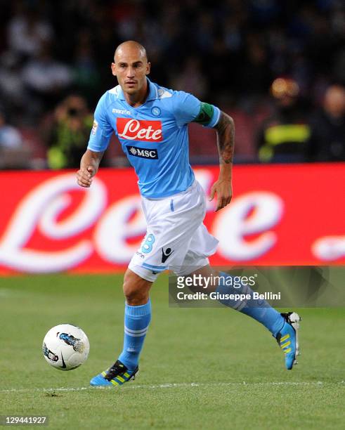 Paolo Cannavaro of Napoli in action during the Serie A match between SSC Napoli and Parma FC at Stadio San Paolo on October 15, 2011 in Naples, Italy.