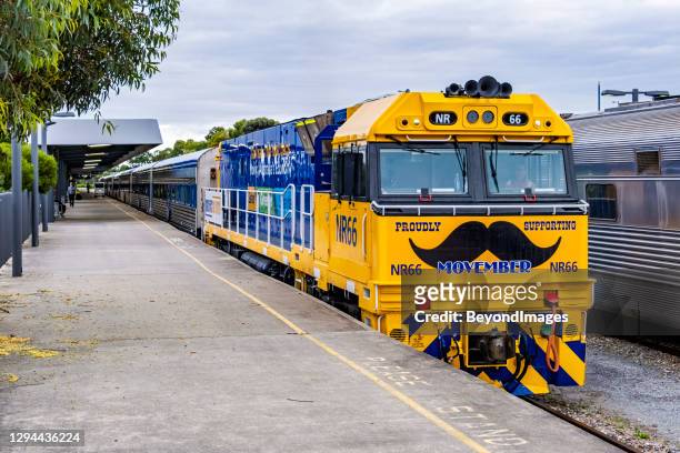 the overland train at adelaide parklands terminal - south australia copy space stock pictures, royalty-free photos & images