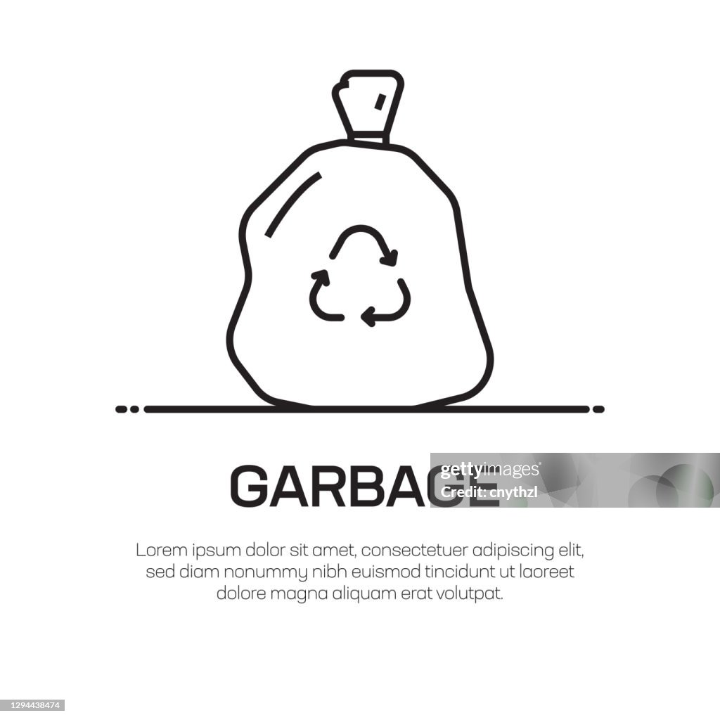 Icono de línea vectorial de basura - Icono de línea fina simple, elemento de diseño de calidad superior